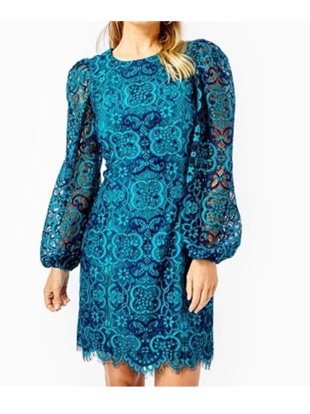 LILLY PULITZER Womens Sz 00 Averi Lace Lined Puff Shoulder Dressy Dress